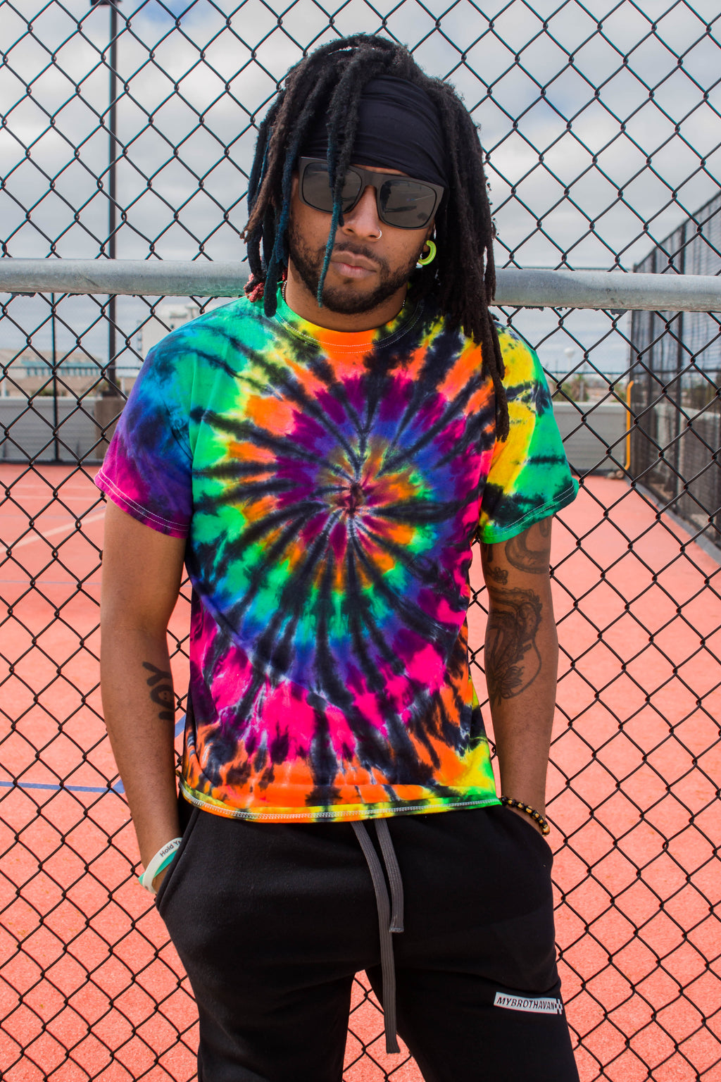 Black Rainbow Tie-Dye Tee