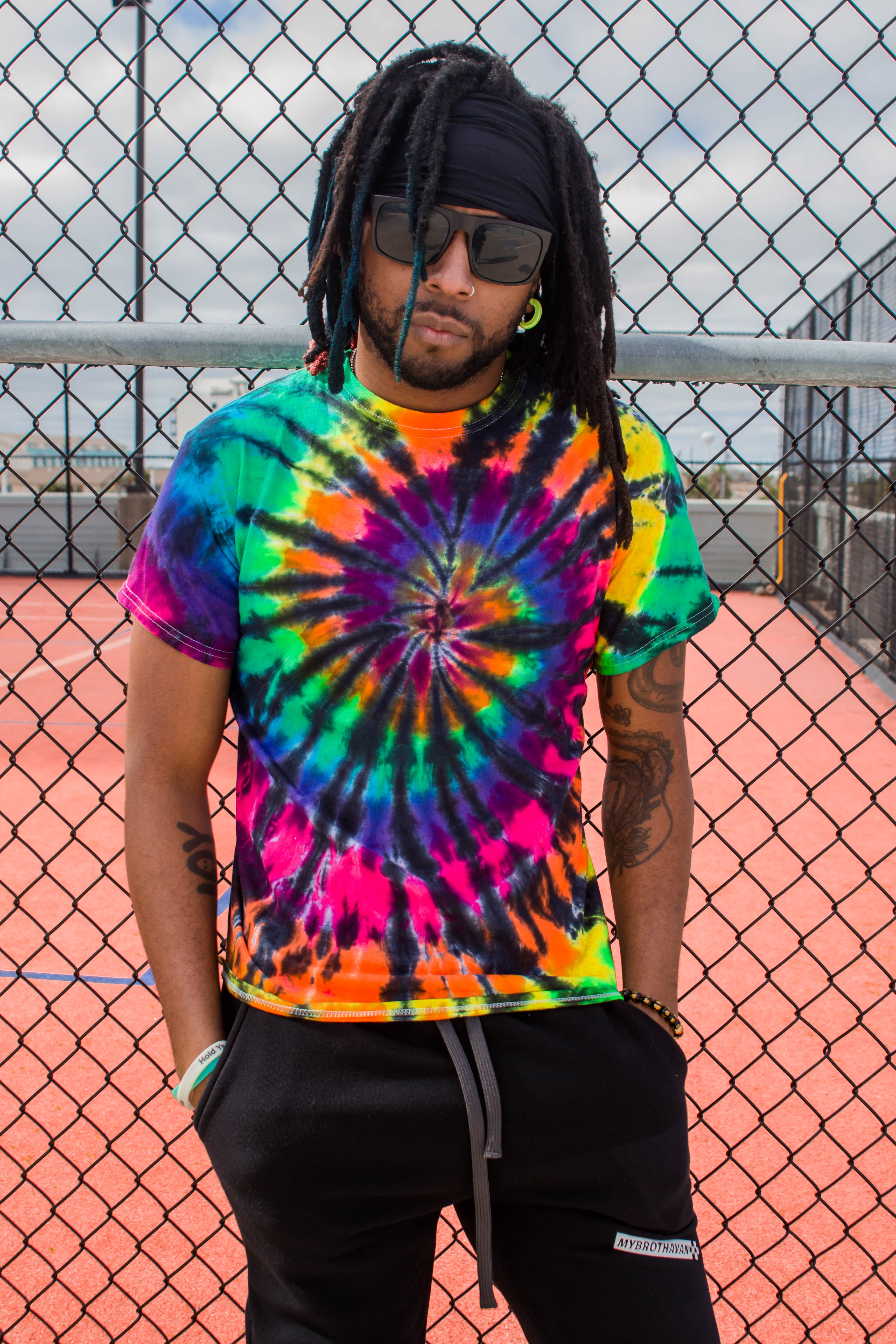 Black Rainbow Tie-Dye Tee