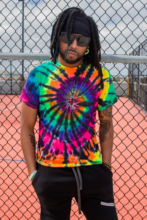 Black Rainbow Tie-Dye Tee
